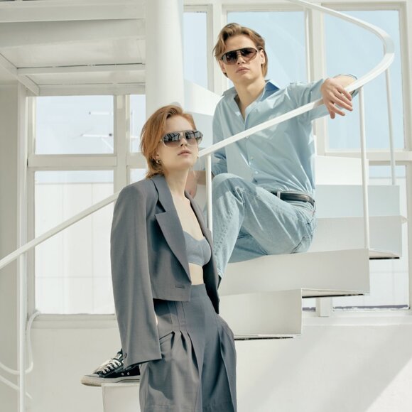 Manomos Unisex Double Bridge Sunglasses - Picture 2 of 12